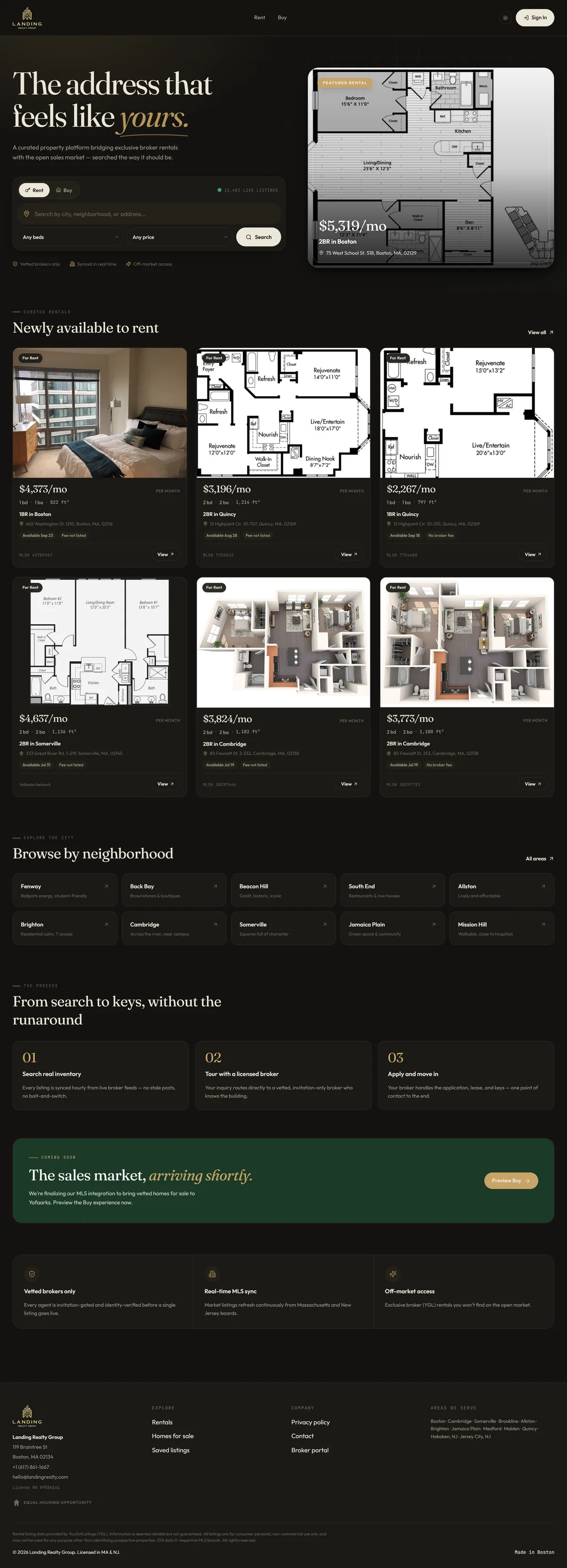 Landing Realty full homepage