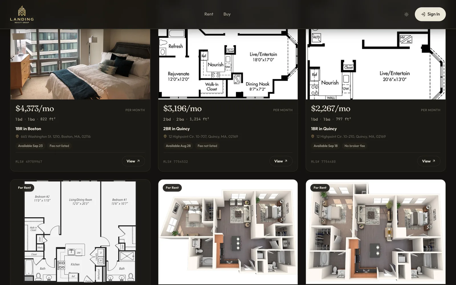 Landing Realty search and featured rentals