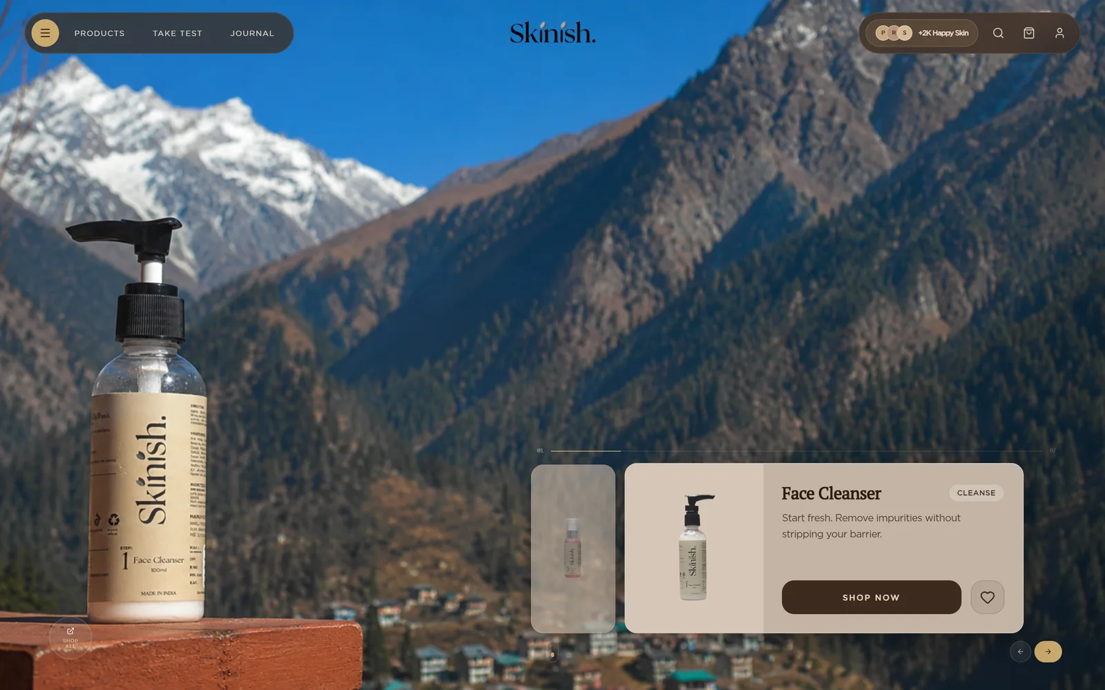 Skinish digital storefront homepage