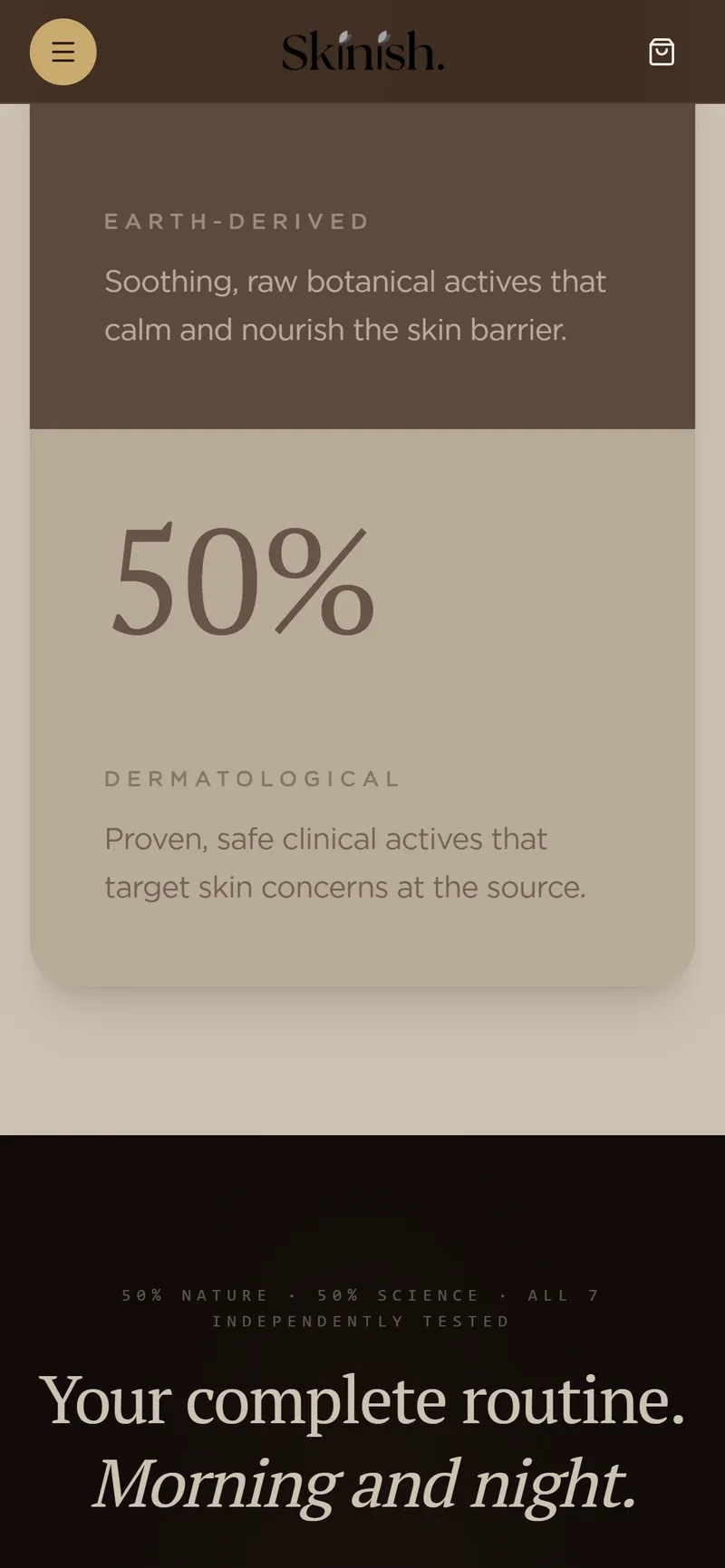 Skinish mobile product view