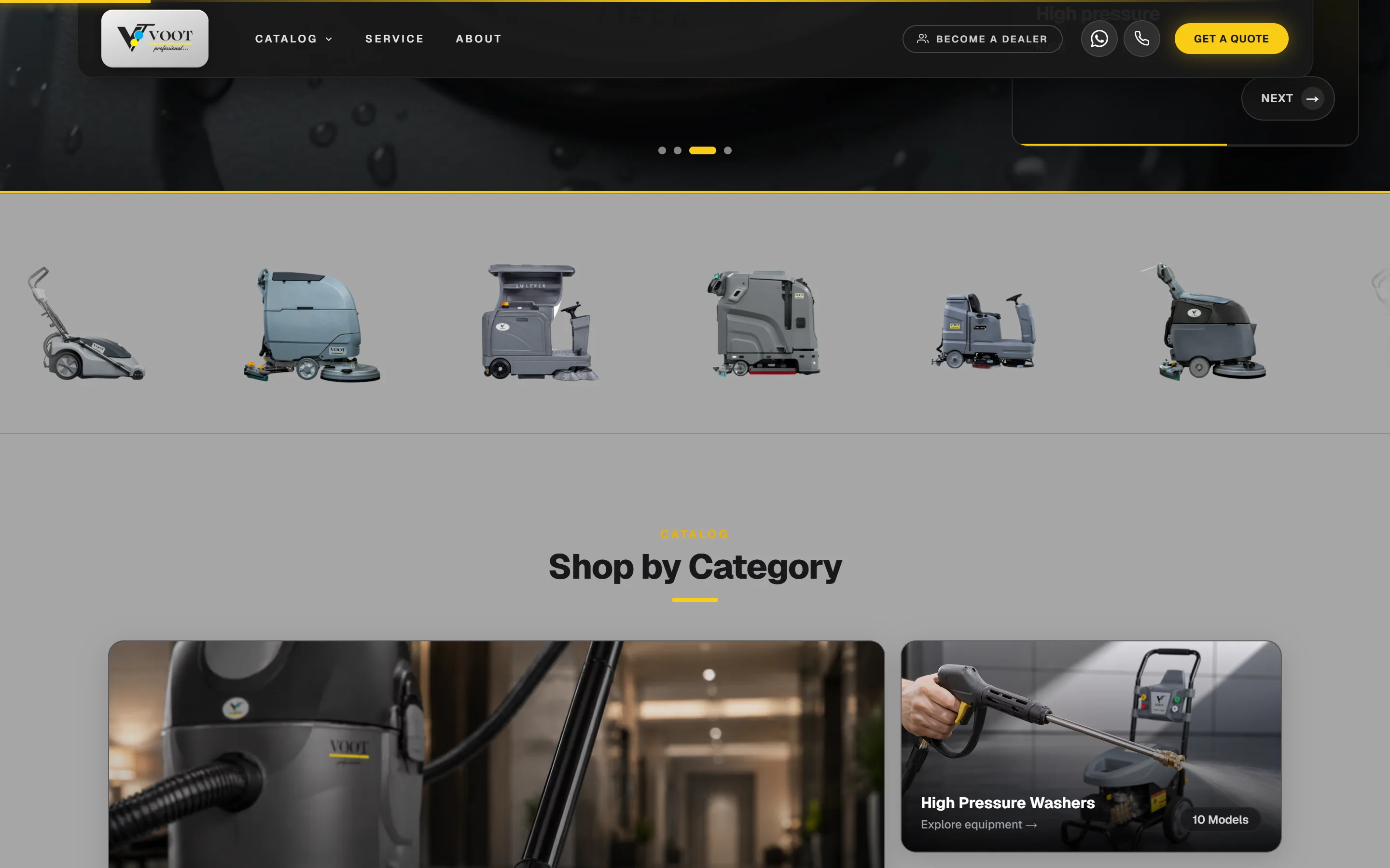 Voot Clean product catalog section